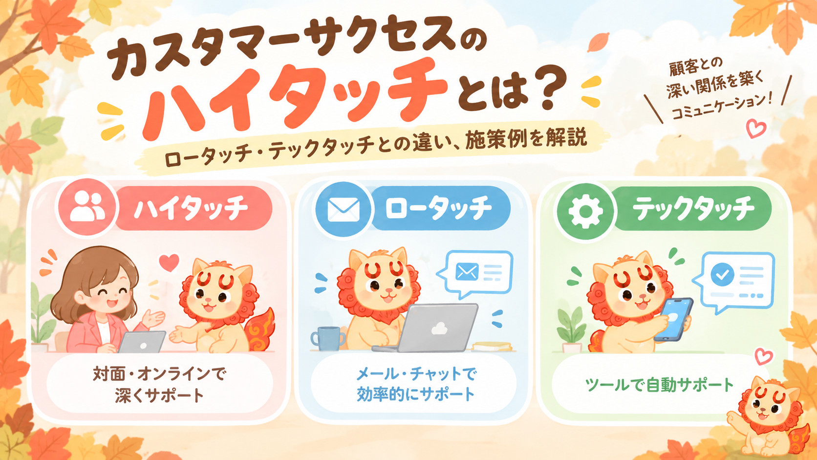 カスタマーサクセスのハイタッチとは?ロータッチ・テックタッチとの違い、施策例を解説